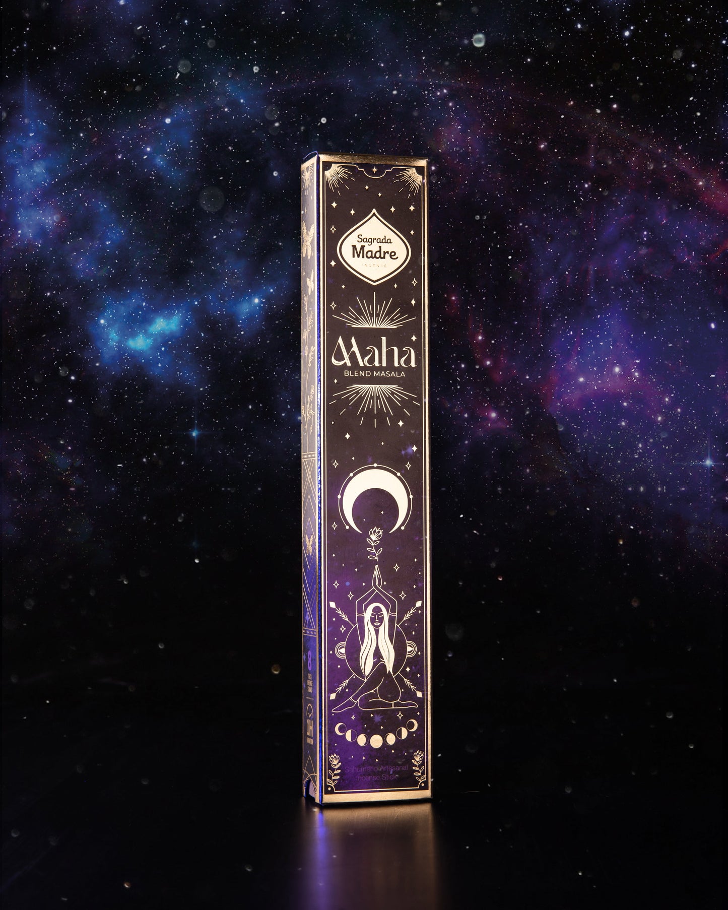 Incienso Blend Masala Maha artesanal con 8 varillas de larga duración.