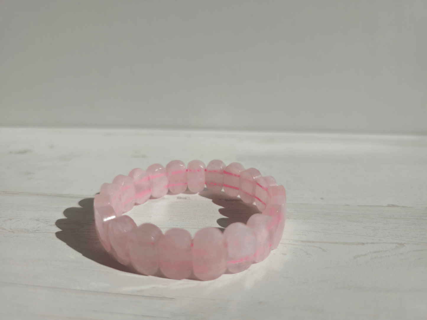 Pulsera de Cuarzo Rosa Óvalos Facetados | Amor propio, sanación emocional y armonía del corazón