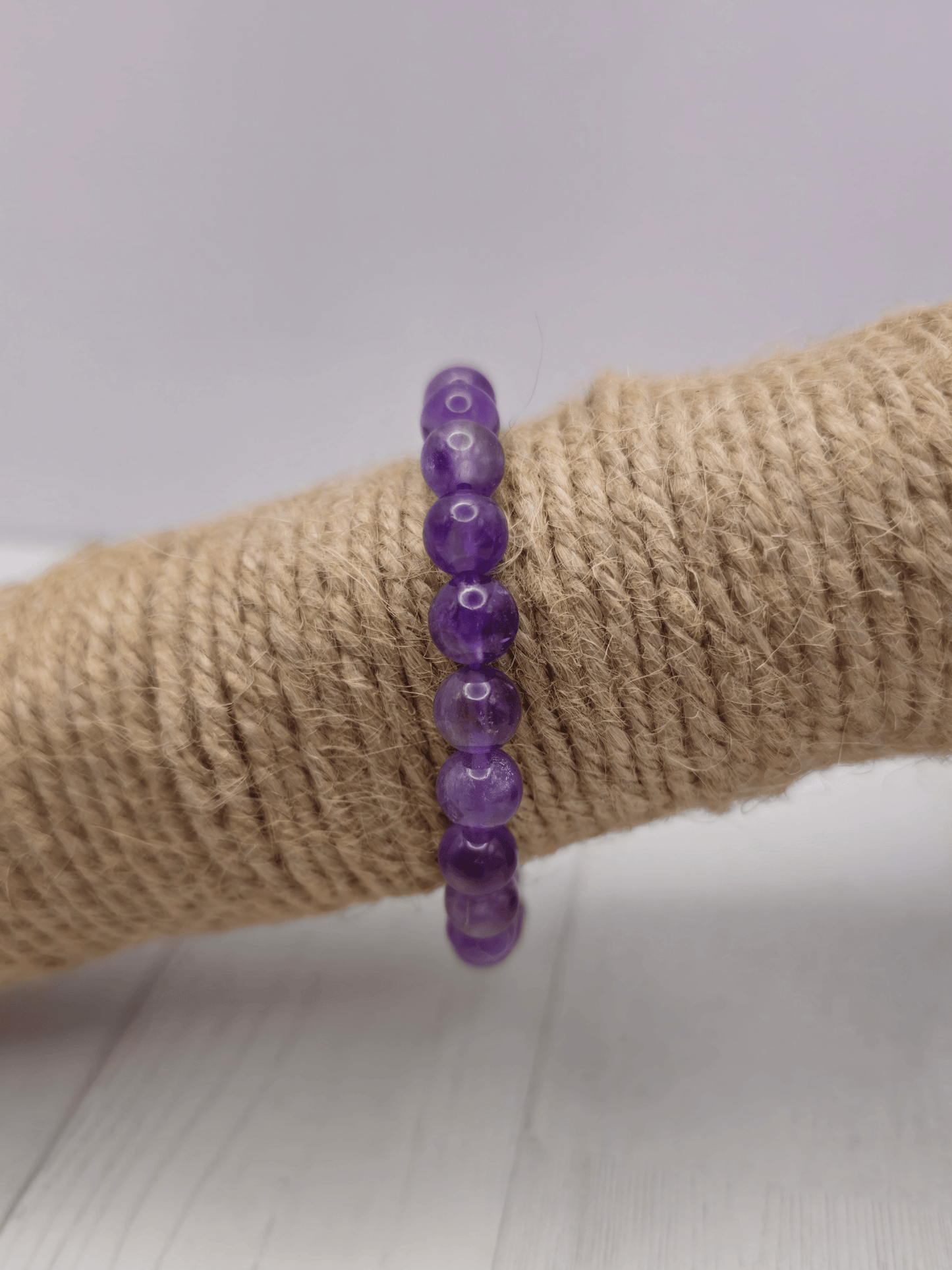 Pulsera de amatista extra con bolas redondas de 8mm, piedra espiritual para calmar la mente y potenciar la intuición