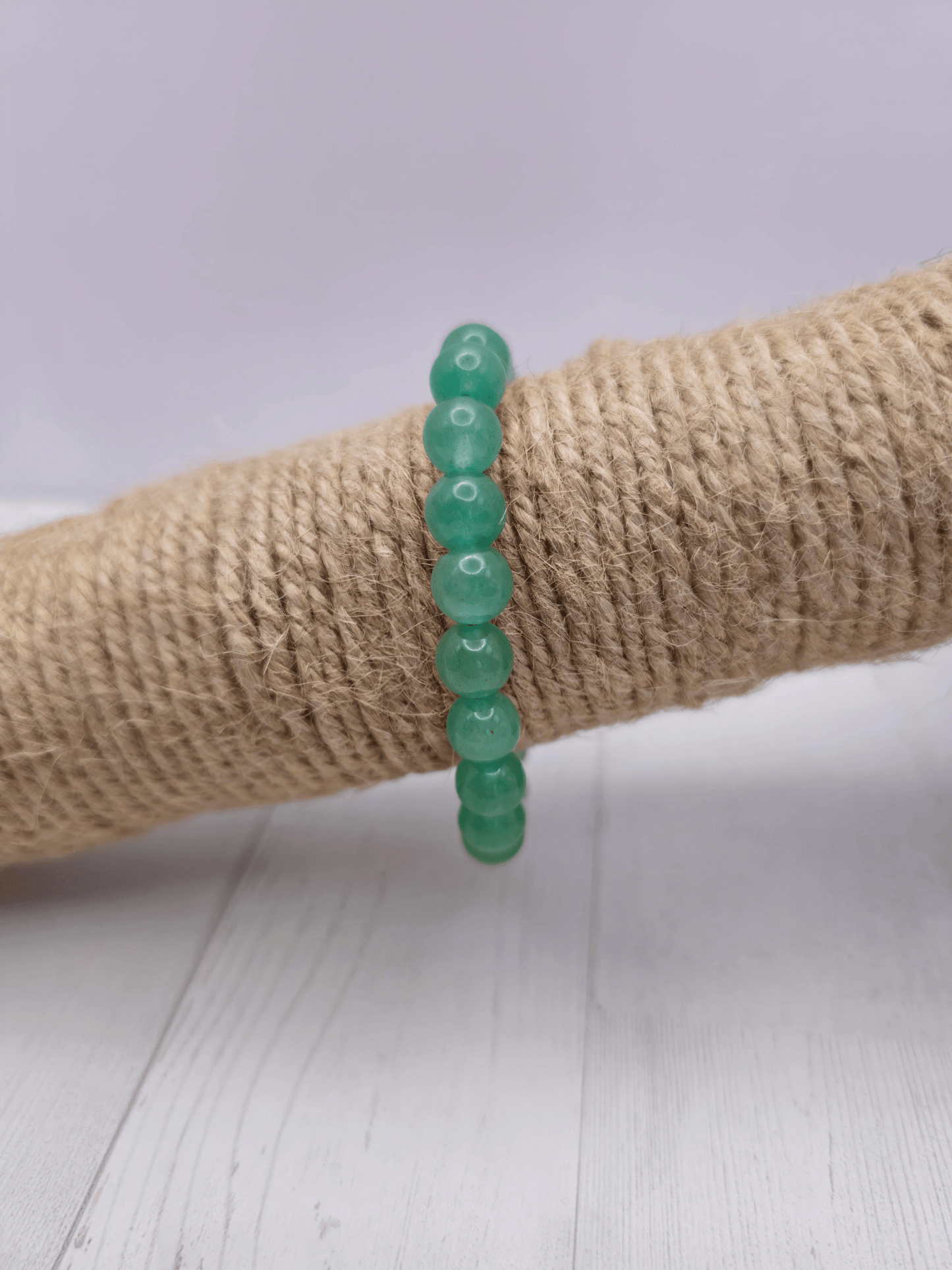 Pulsera de cuarzo verde con bolas de 8 mm en hilo elástico, piedra para sanación emocional y equilibrio energético
