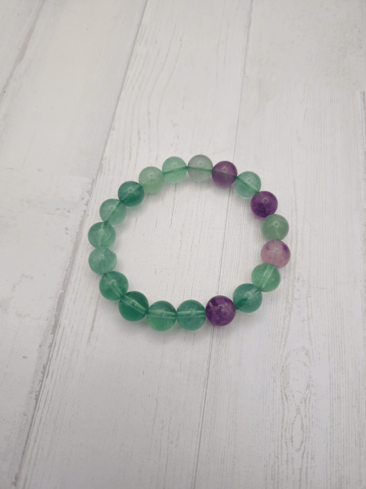 Pulsera de fluorita arcoíris verde 10 mm | Claridad y equilibrio energético