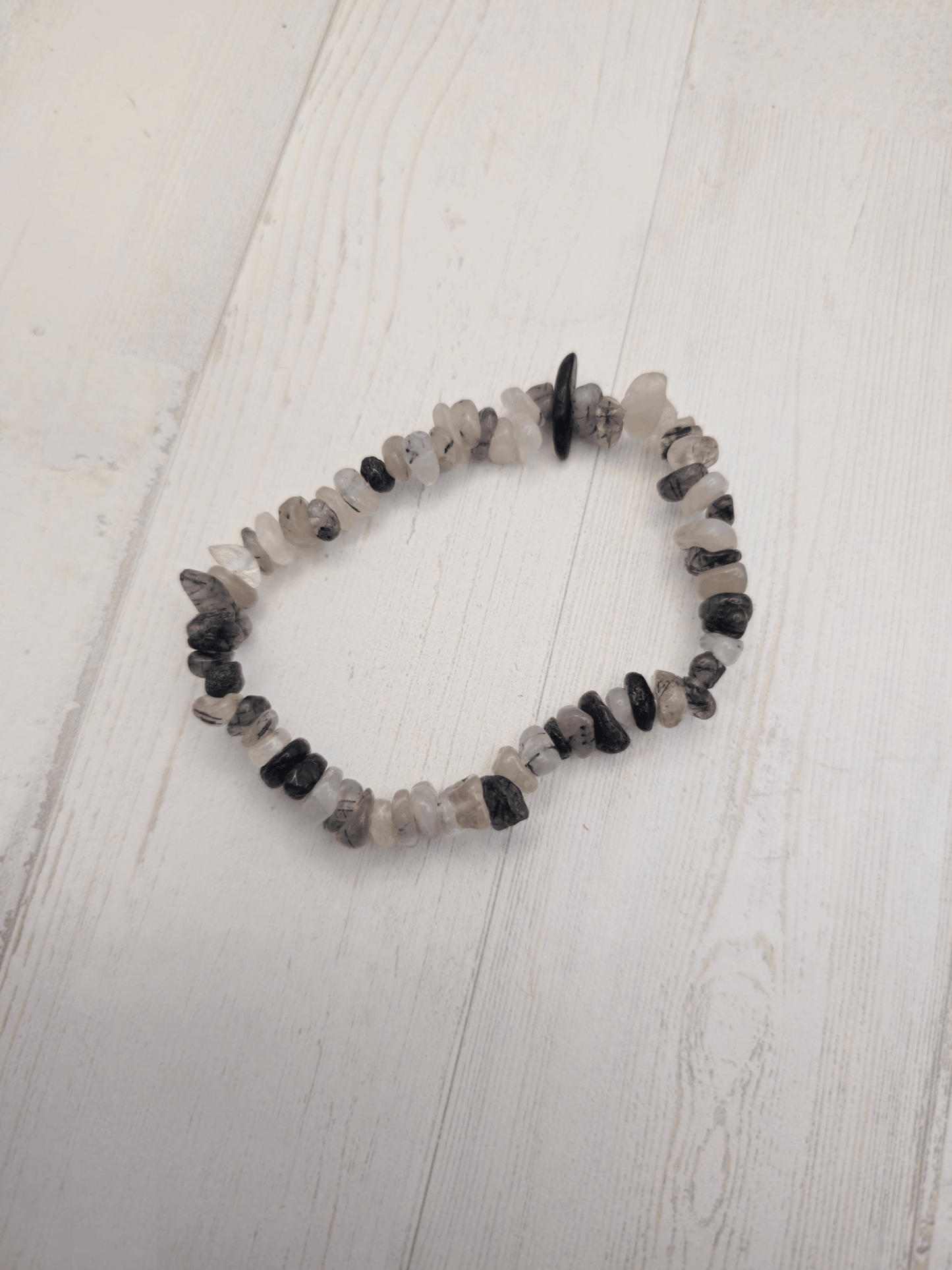 Pulsera de turmalina negra y cuarzo roca barroca | Protección y claridad energética