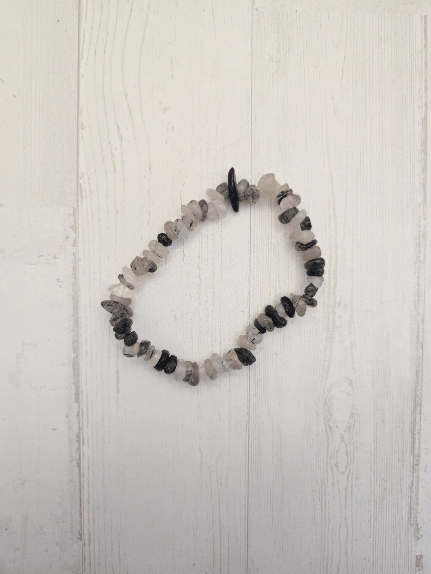 Pulsera de turmalina negra y cuarzo roca barroca | Protección y claridad energética