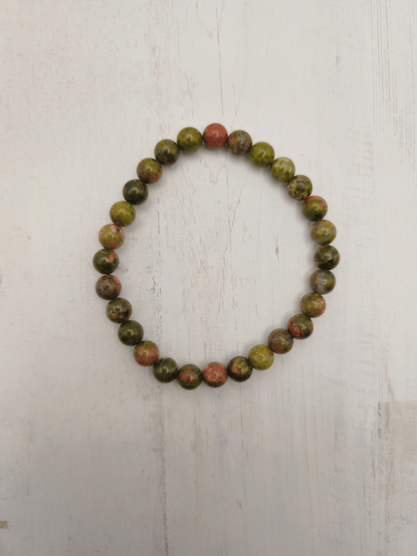 Pulsera de Unakita Bola 6 mm | Sanación emocional, equilibrio interior y conexión espiritual