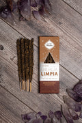 Sahumerio Energía Limpia artesanal, varillas extra gruesas, ingredientes naturales.