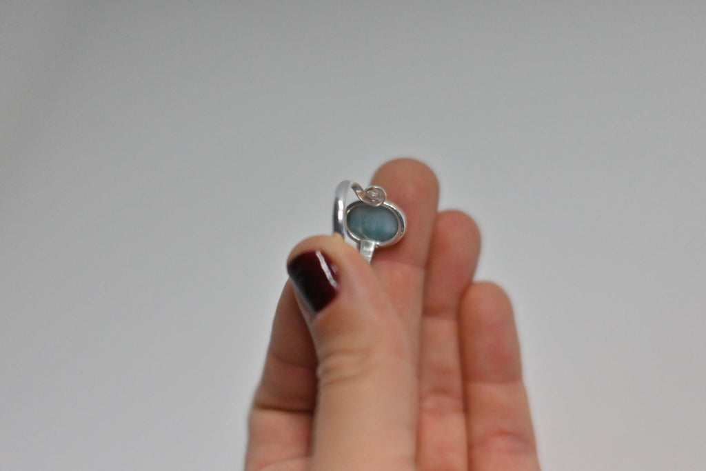 Anillo Larimar Adaptable Plata | Calma y Comunicación