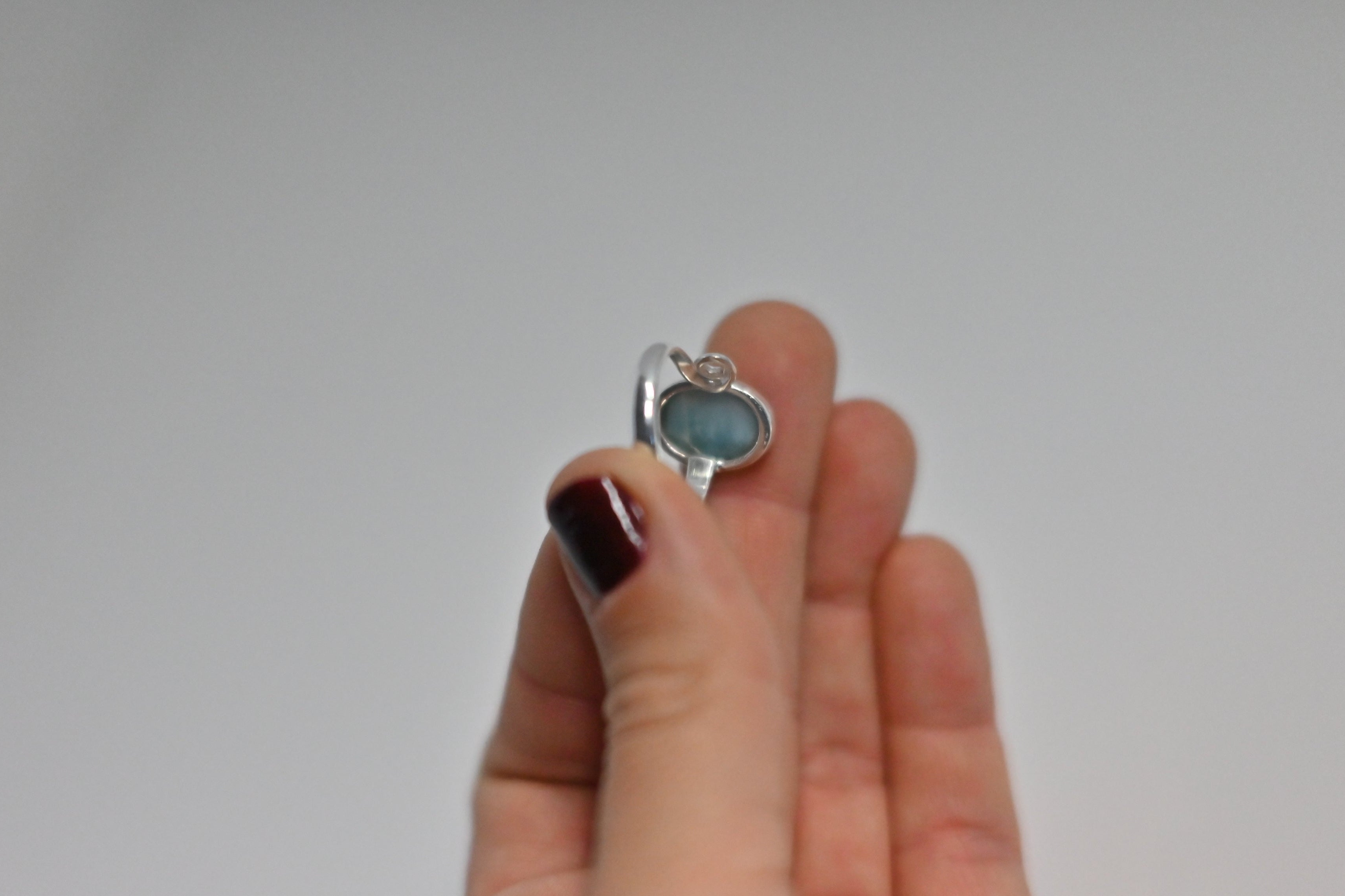 Anillo Larimar Adaptable Plata | Calma y Comunicación