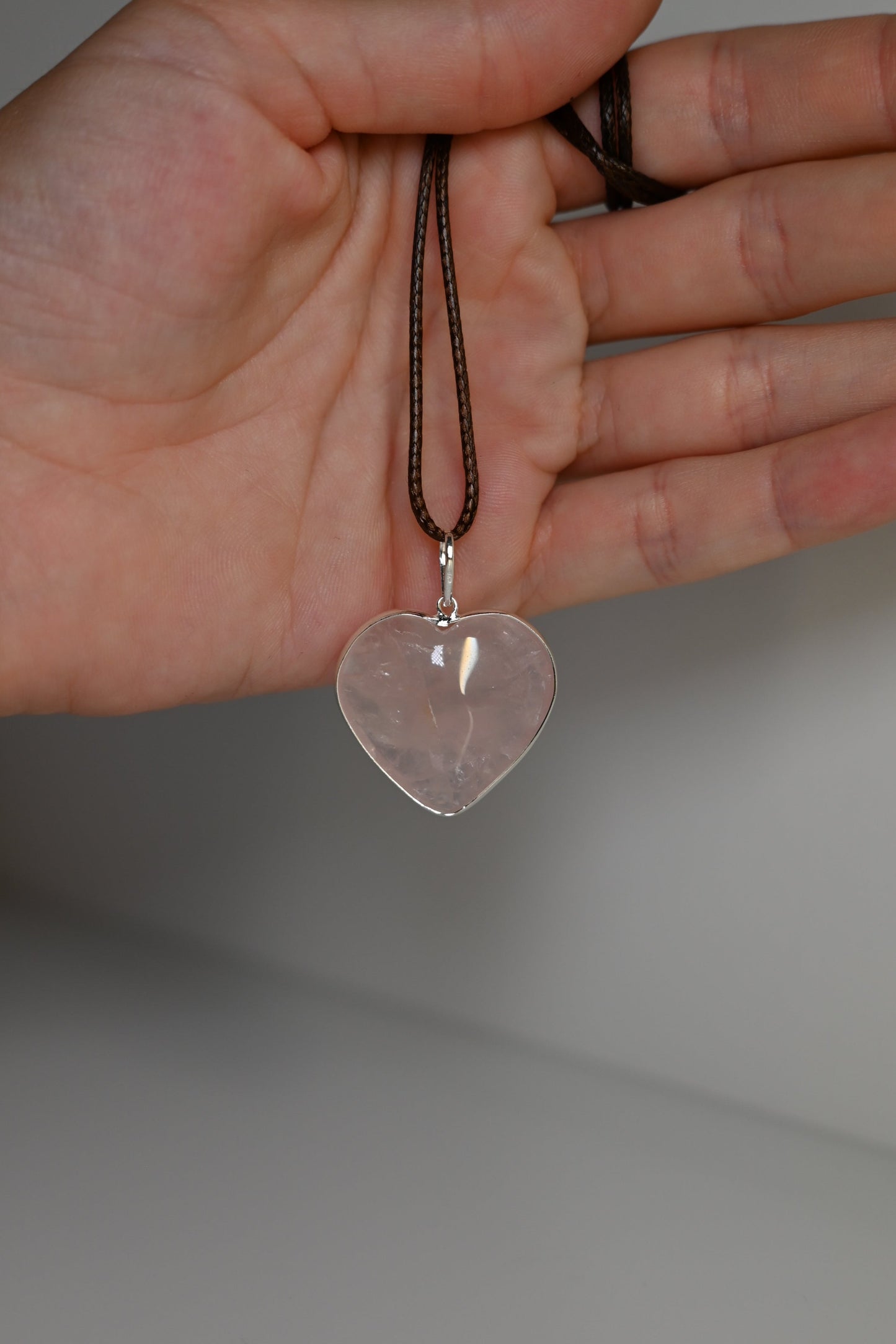 Colgante Corazon Cuarzo Rosa