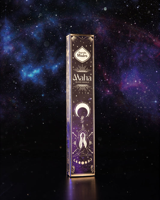 Incienso Blend Masala Maha artesanal con 8 varillas de larga duración.