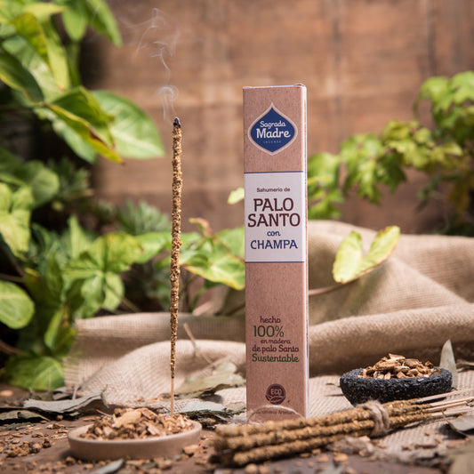 Sahumerio de Palo Santo con Champa, varilla de incienso natural hecha a mano.