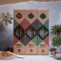 Sahumerio Triple Combinado artesanal con 8 varillas premium, incienso hecho a mano.