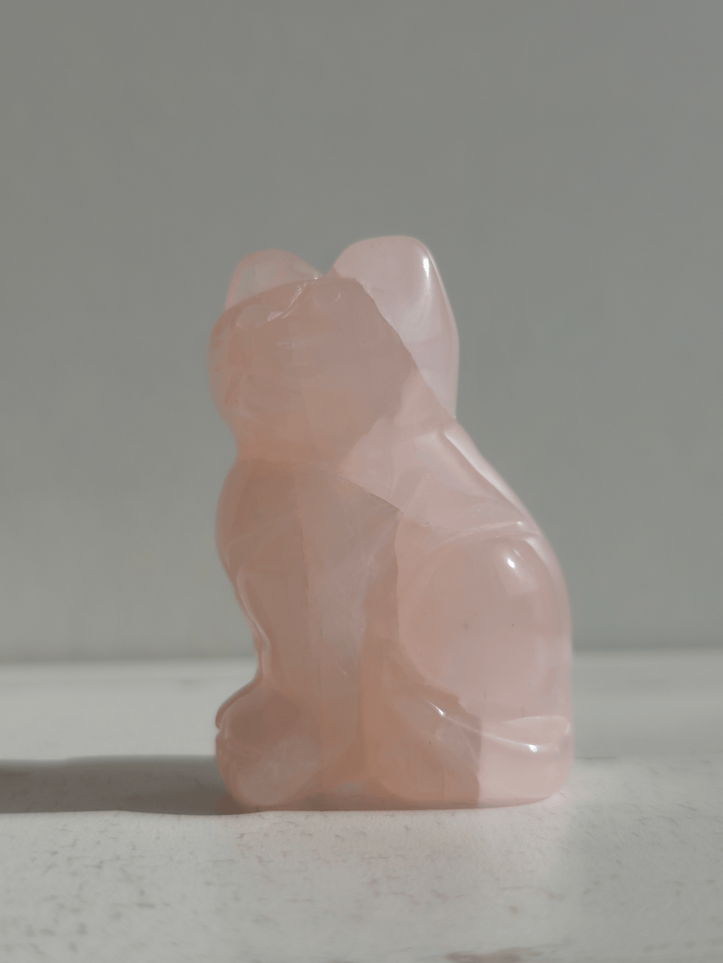 Gato de Cuarzo Rosa tallado | Amor, calma y ternura emocional