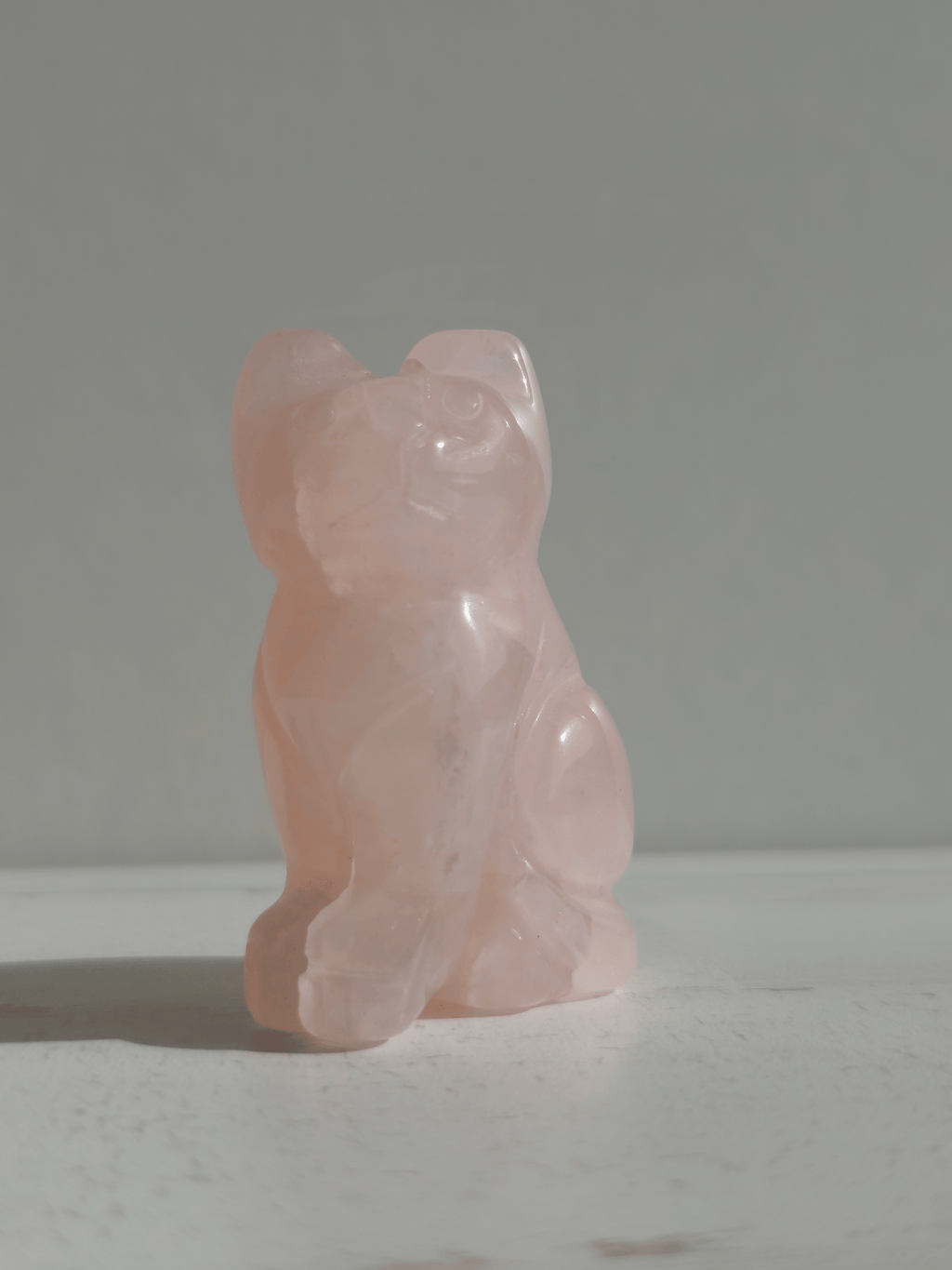Gato de Cuarzo Rosa tallado | Amor, calma y ternura emocional