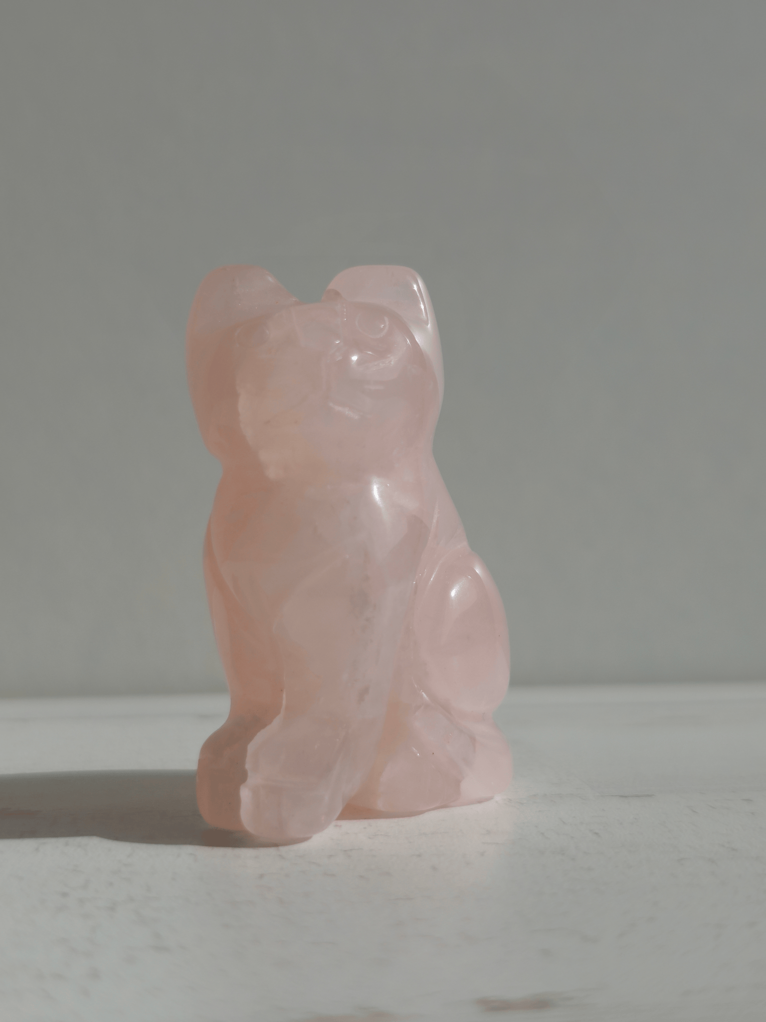 Gato de Cuarzo Rosa tallado | Amor, calma y ternura emocional