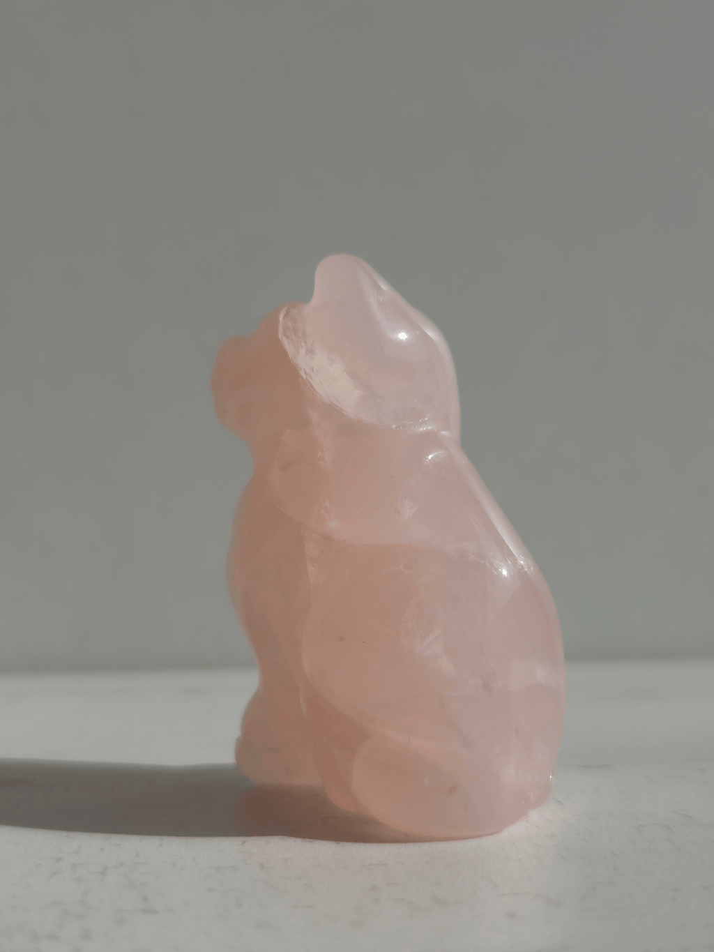 Gato de Cuarzo Rosa tallado | Amor, calma y ternura emocional