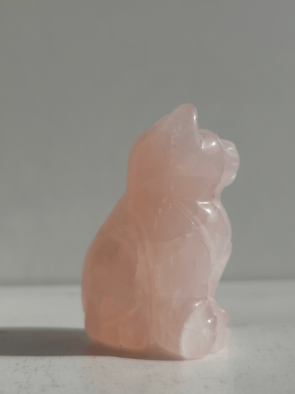 Gato de Cuarzo Rosa tallado | Amor, calma y ternura emocional