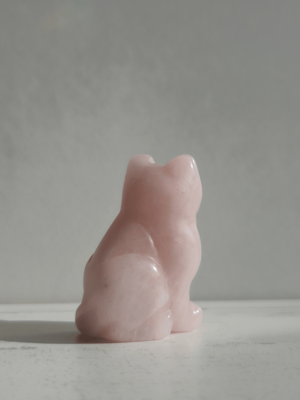 Gato de Cuarzo Rosa tallado | Amor, calma y ternura emocional