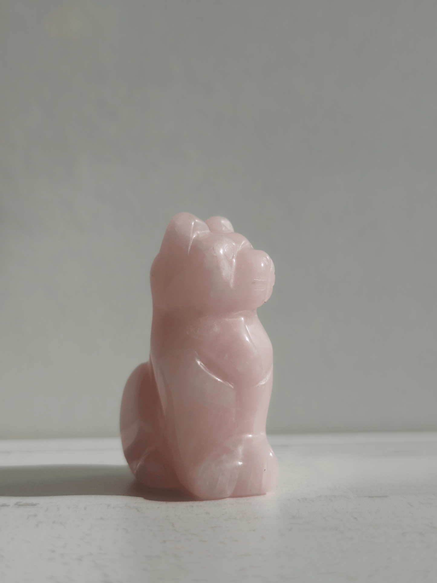 Gato de Cuarzo Rosa tallado | Amor, calma y ternura emocional