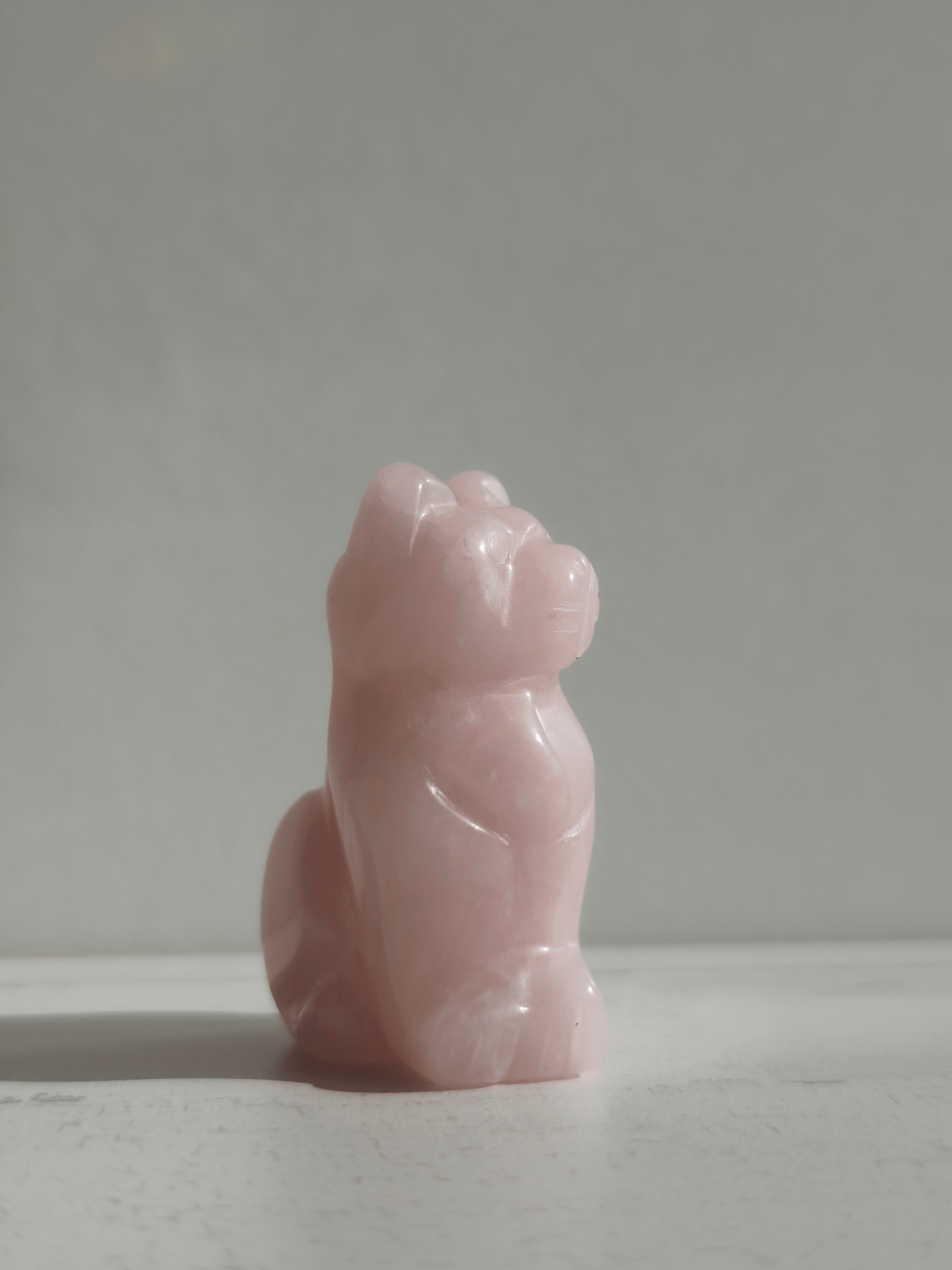 Gato de Cuarzo Rosa tallado | Amor, calma y ternura emocional