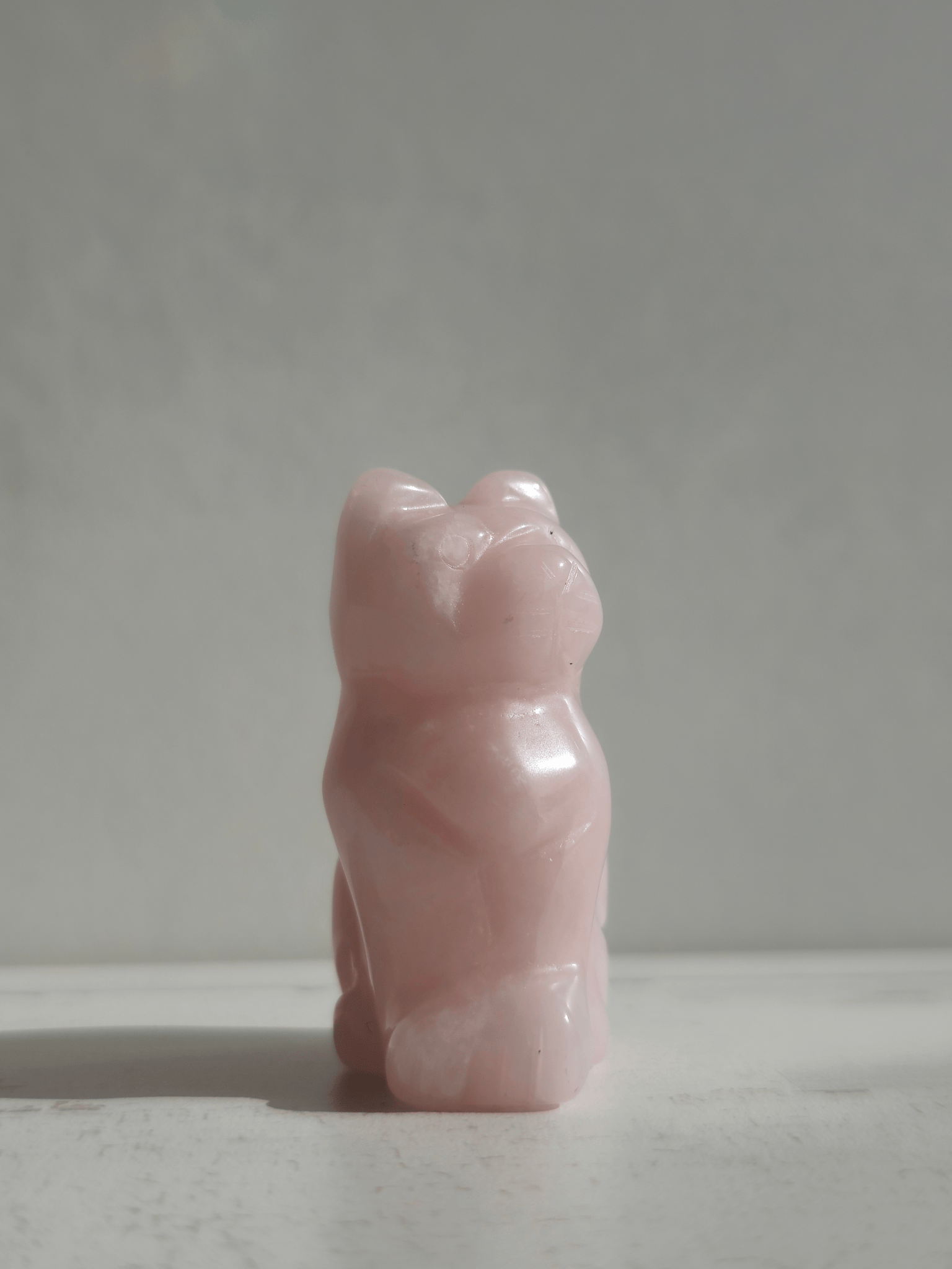 Gato de Cuarzo Rosa tallado | Amor, calma y ternura emocional