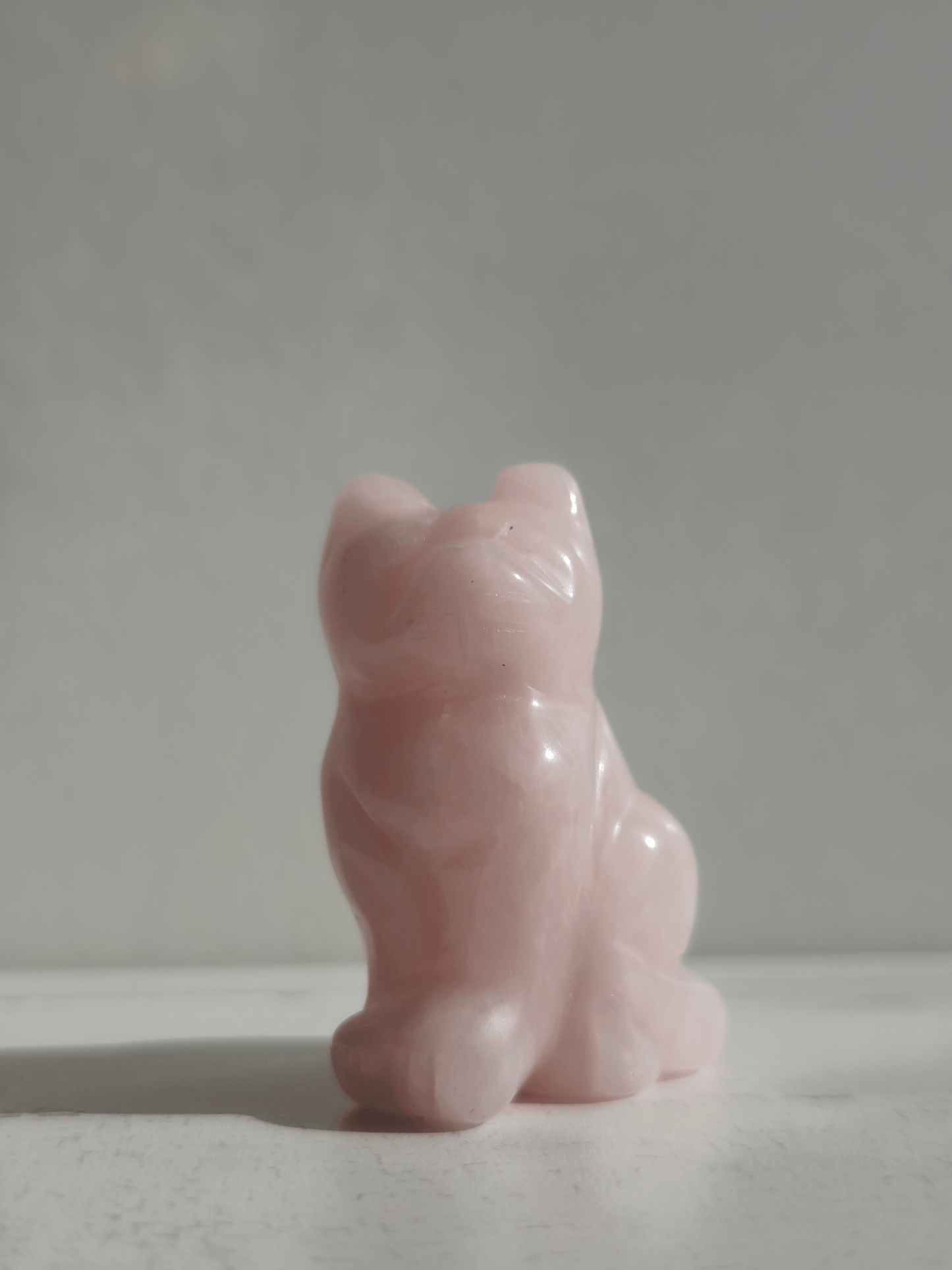 Gato de Cuarzo Rosa tallado | Amor, calma y ternura emocional