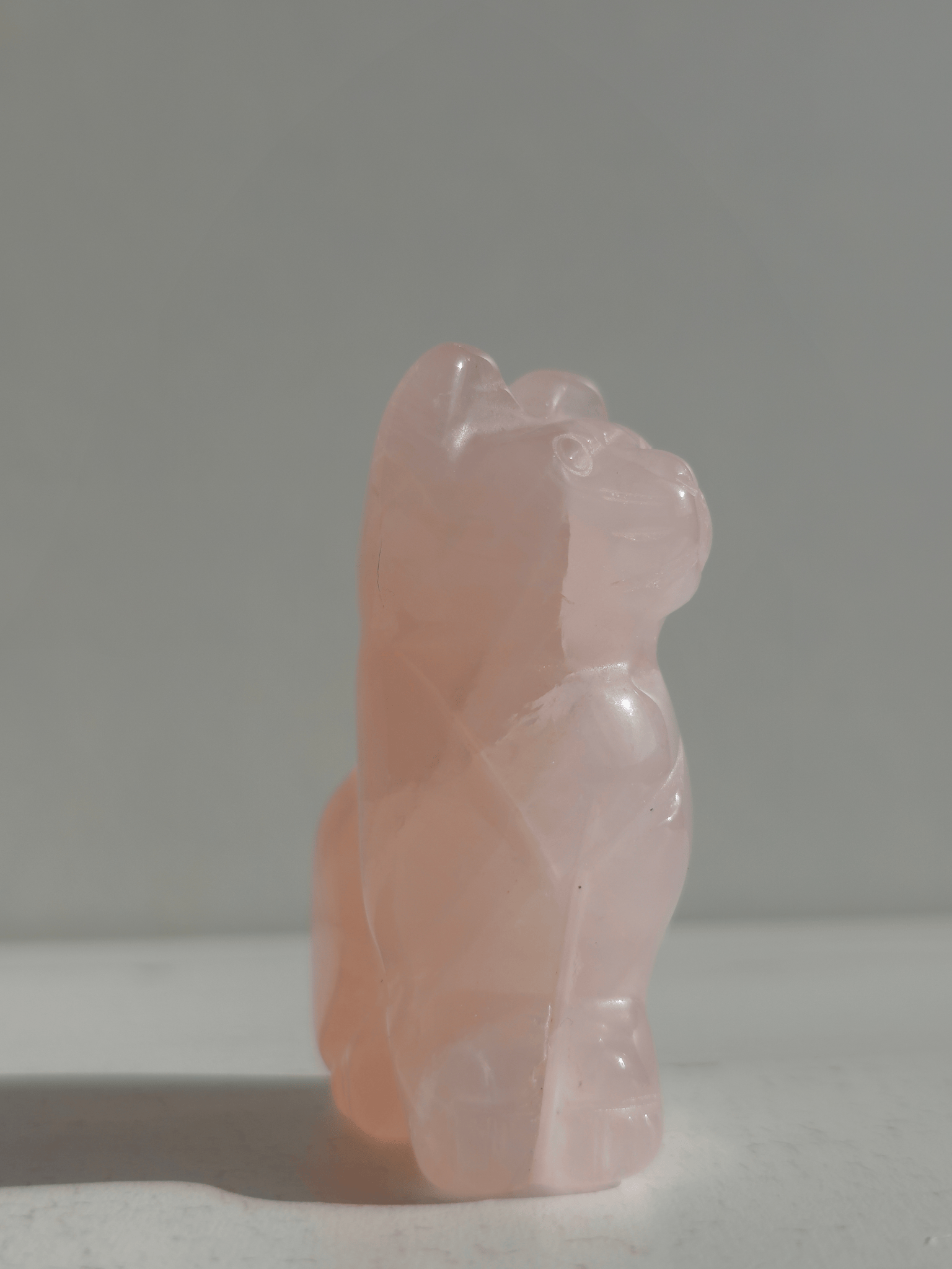 Gato de Cuarzo Rosa tallado | Amor, calma y ternura emocional