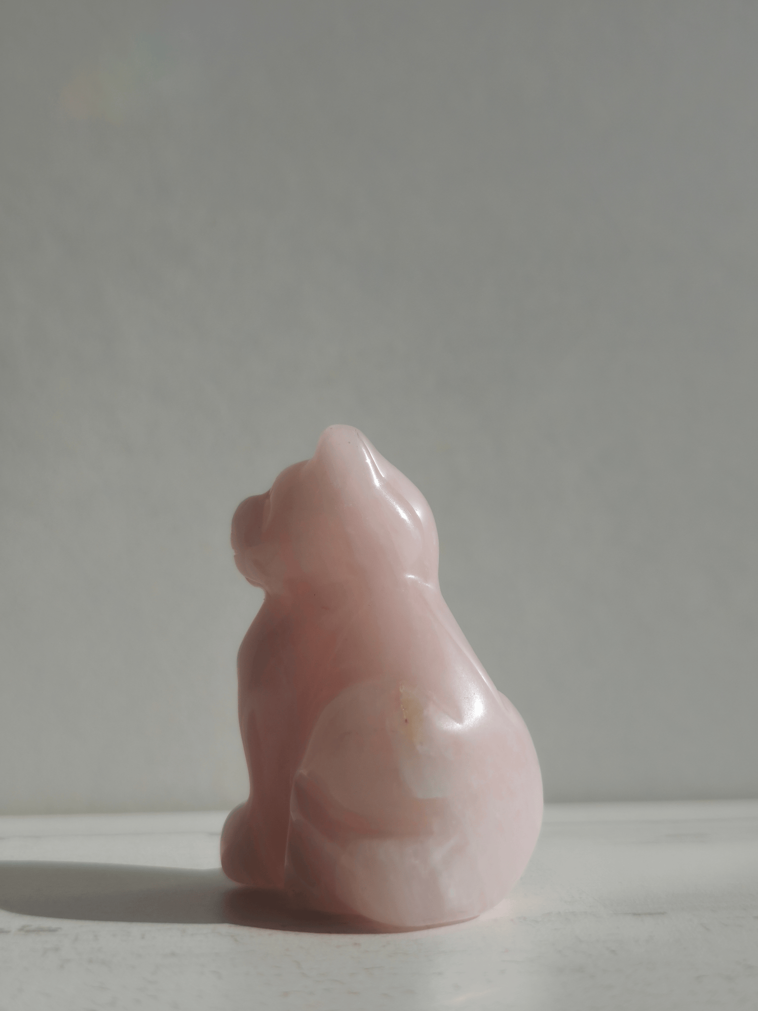 Gato de Cuarzo Rosa tallado | Amor, calma y ternura emocional