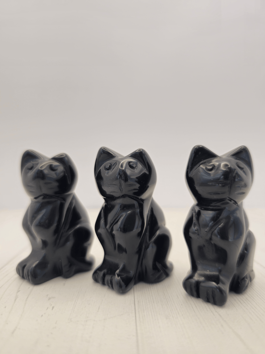 Gato de Obsidiana Negra tallada | Amuleto de protección y conexión interior