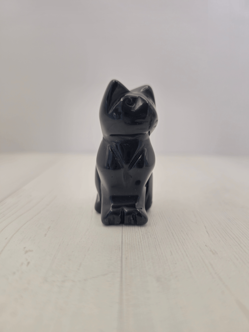 Gato de Obsidiana Negra tallada | Amuleto de protección y conexión interior