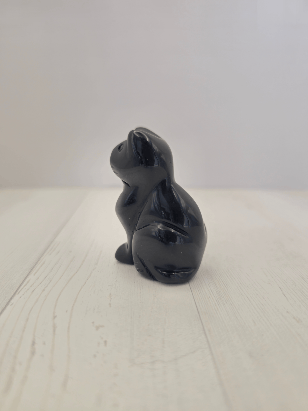 Gato de Obsidiana Negra tallada | Amuleto de protección y conexión interior