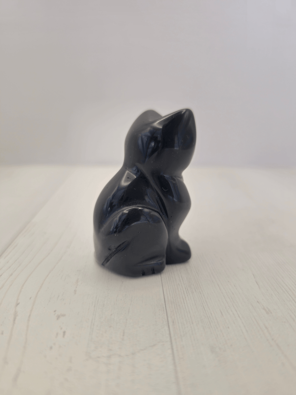 Gato de Obsidiana Negra tallada | Amuleto de protección y conexión interior