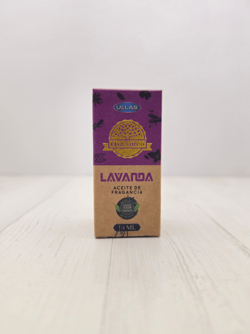 Frasco de aceite aromático de lavanda Ullas de 10 ml, ideal para relajación, armonía y descanso profundo.