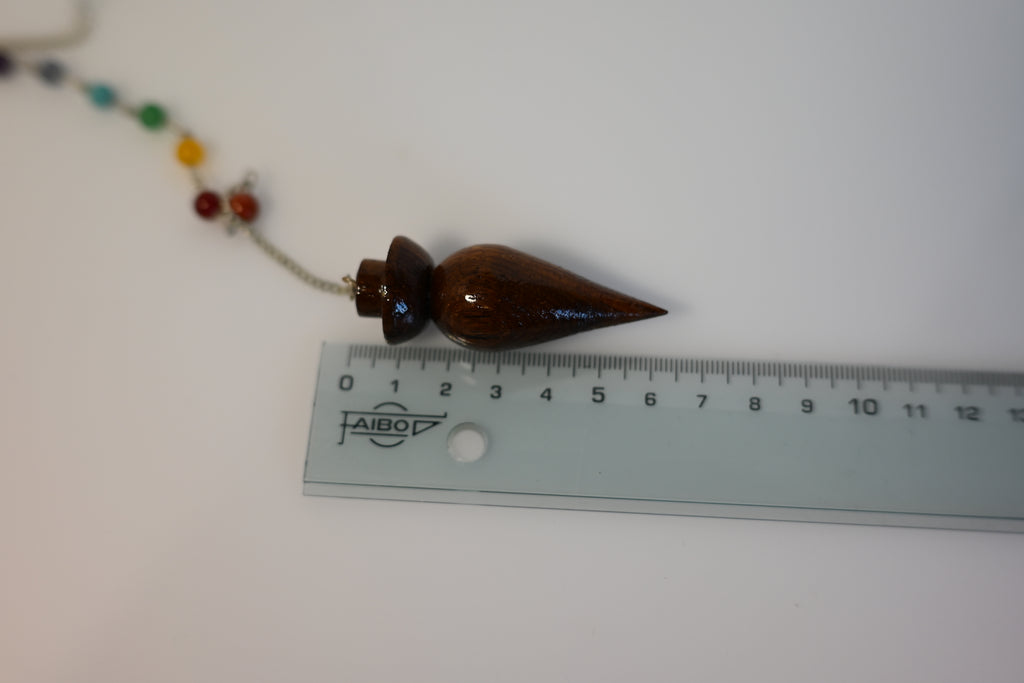 Péndulo Egipcio de Madera y 7 Minerales | Radiestesia de precisión