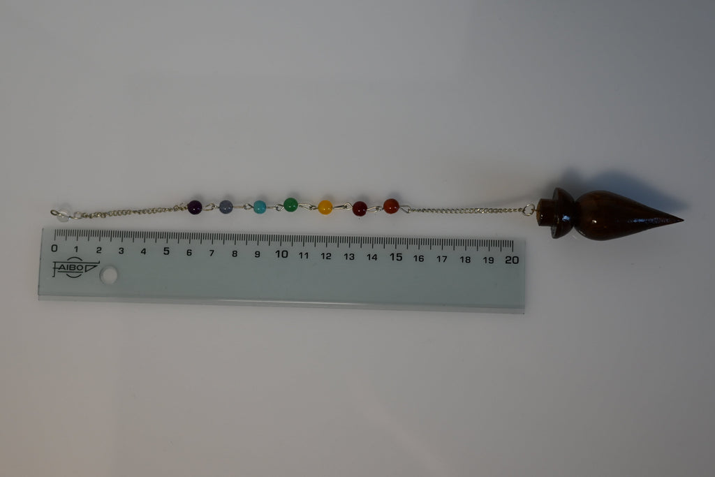 Péndulo Egipcio de Madera y 7 Minerales | Radiestesia de precisión