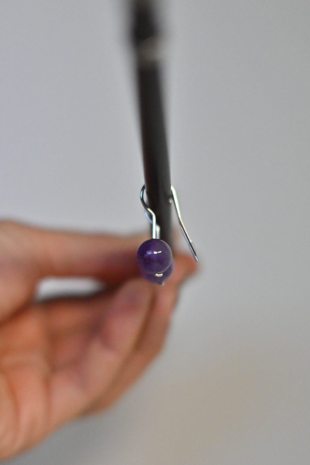 Pendientes Amatista Bola 10 mm Plata | Paz e Intuición