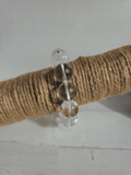 Pulsera de cuarzo extra con bolas de 16 mm en hilo elástico, piedra maestra para claridad mental, amplificar intenciones y equilibrio energético