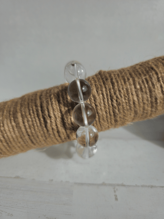 Pulsera de cuarzo extra con bolas de 16 mm en hilo elástico, piedra maestra para claridad mental, amplificar intenciones y equilibrio energético