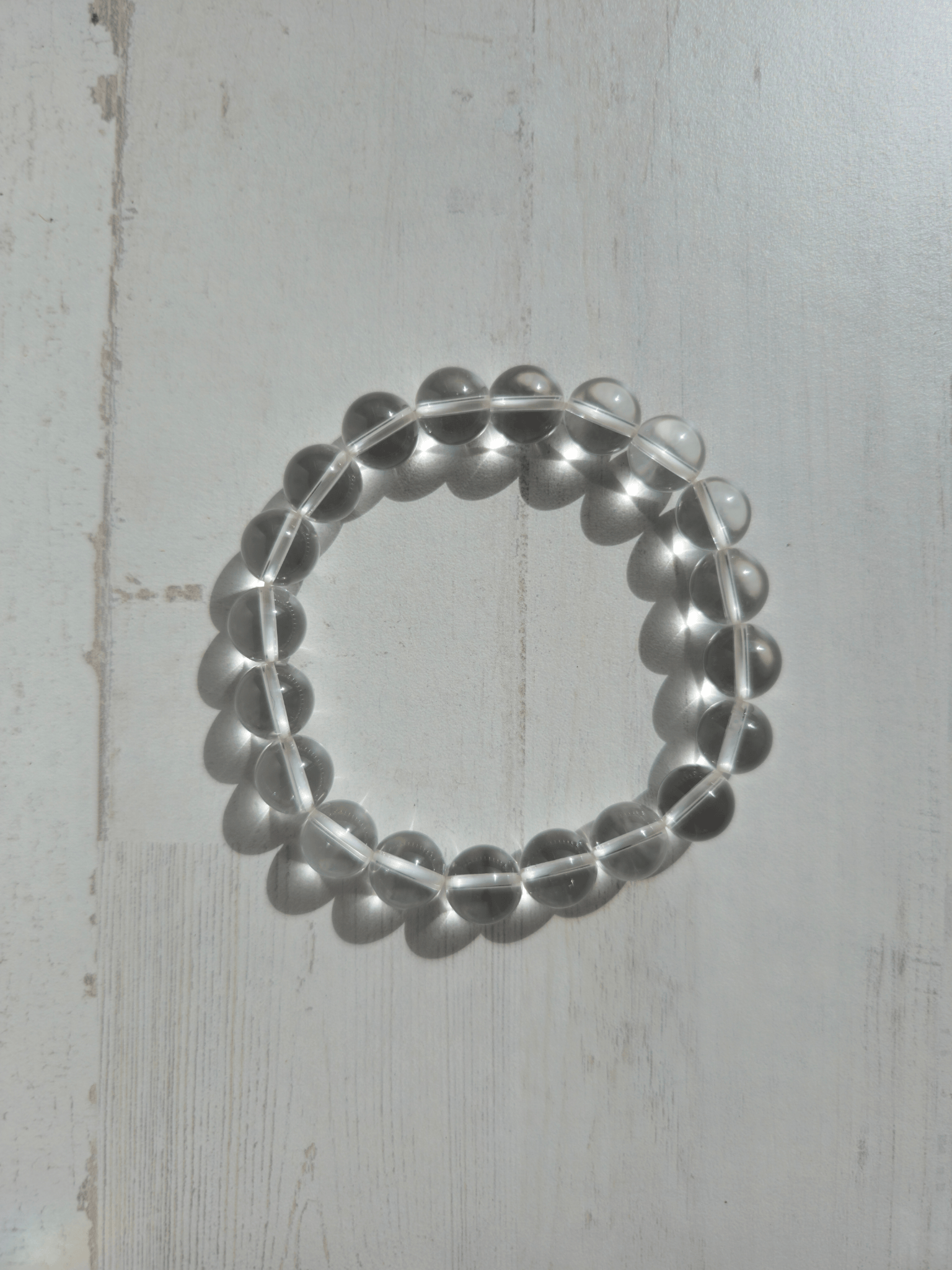 Pulsera de cuarzo blanco 10 mm | Claridad y armonía energética