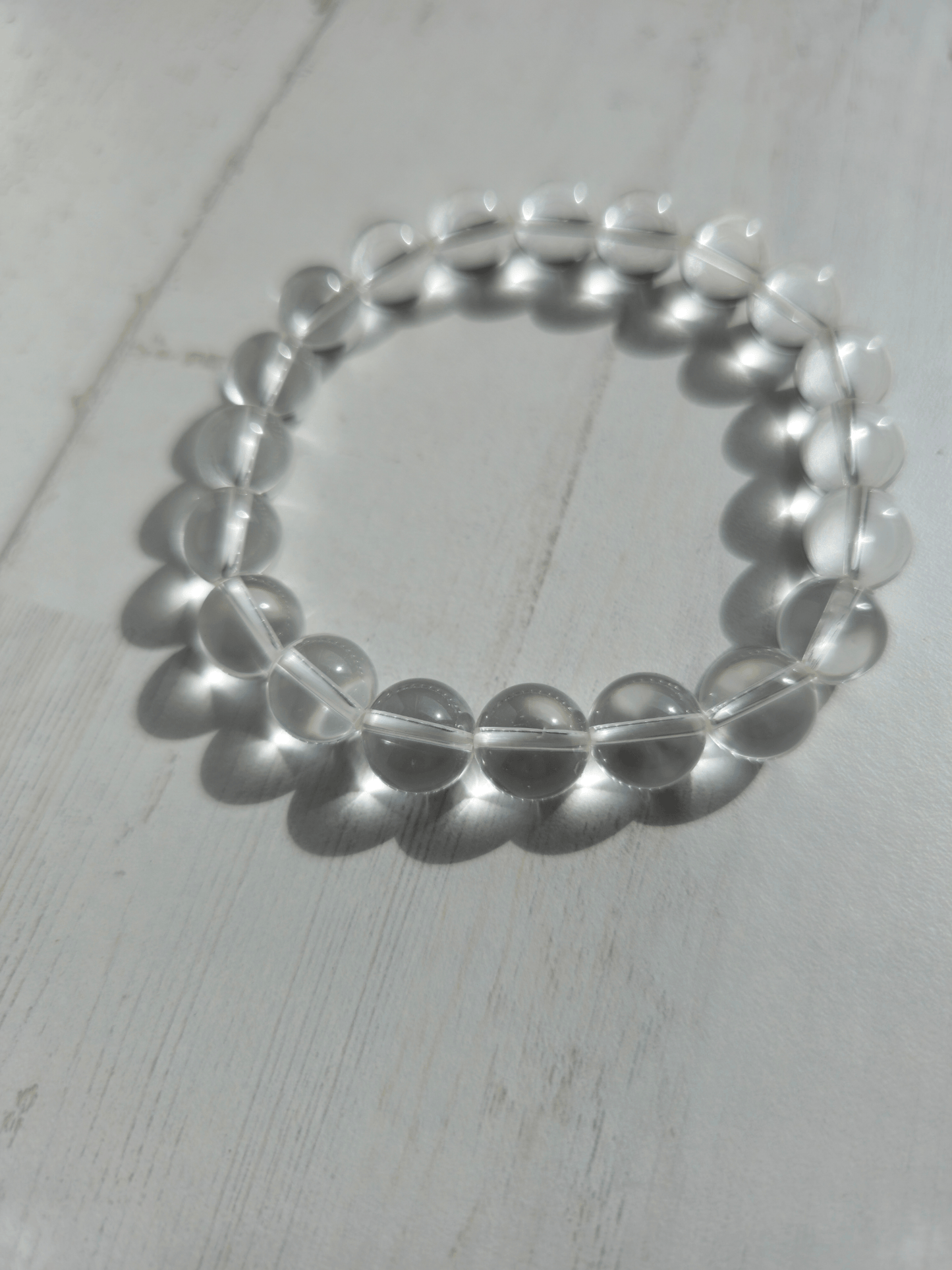 Pulsera de cuarzo blanco 10 mm | Claridad y armonía energética
