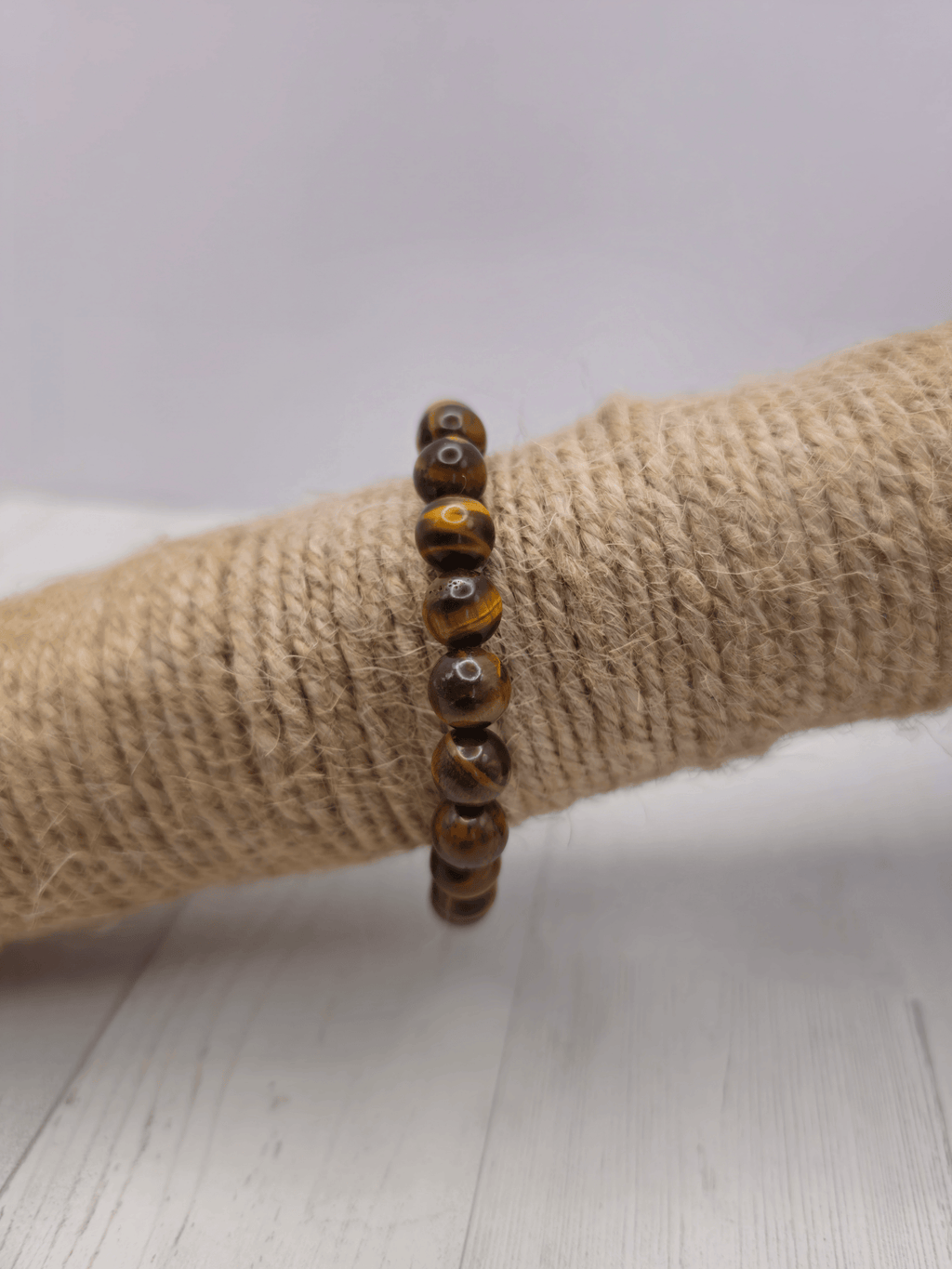 Pulsera de Ojo de Tigre natural con bolas de 8 mm. Tonos marrón dorado. Piedra de protección, enfoque mental y empoderamiento personal.