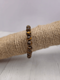 Pulsera de Ojo de Tigre natural con bolas de 8 mm. Tonos marrón dorado. Piedra de protección, enfoque mental y empoderamiento personal.