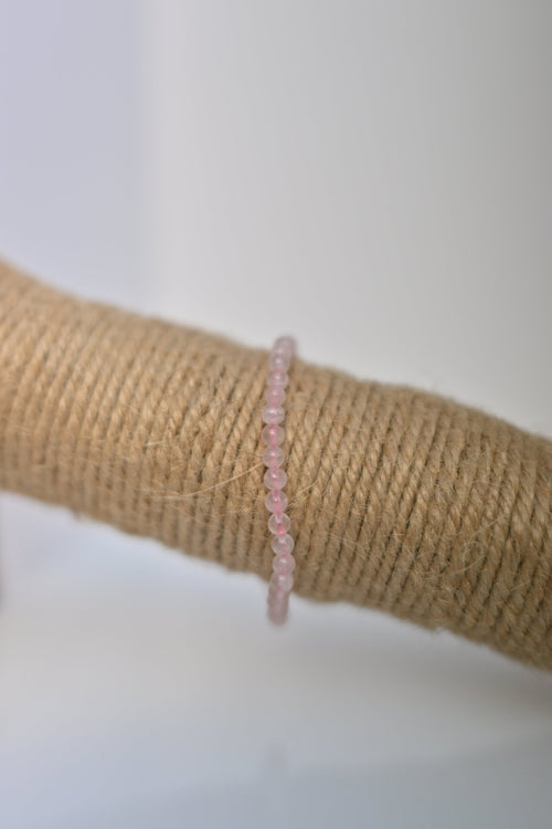 Pulsera elástica de cuarzo rosa 4 mm (~41 cuentas)