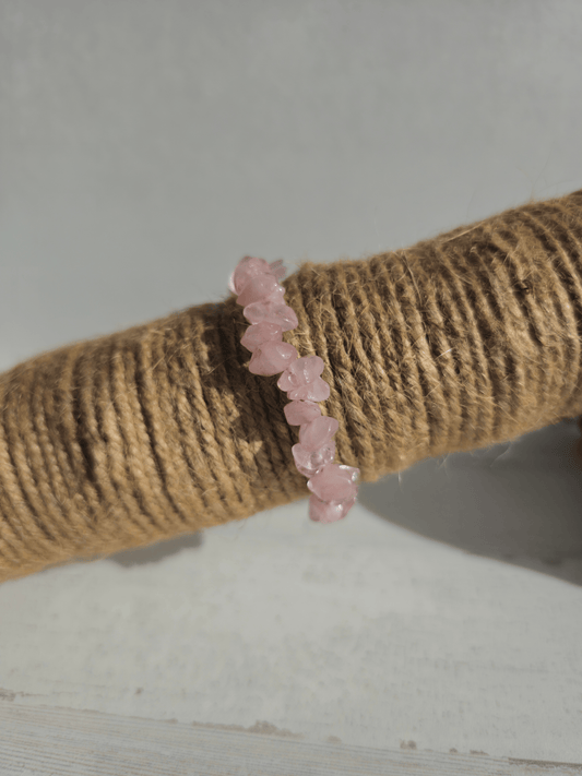 Pulsera de cuarzo rosa con chips barrocos, piedra del amor incondicional, perfecta para fomentar el amor propio y sanar emociones