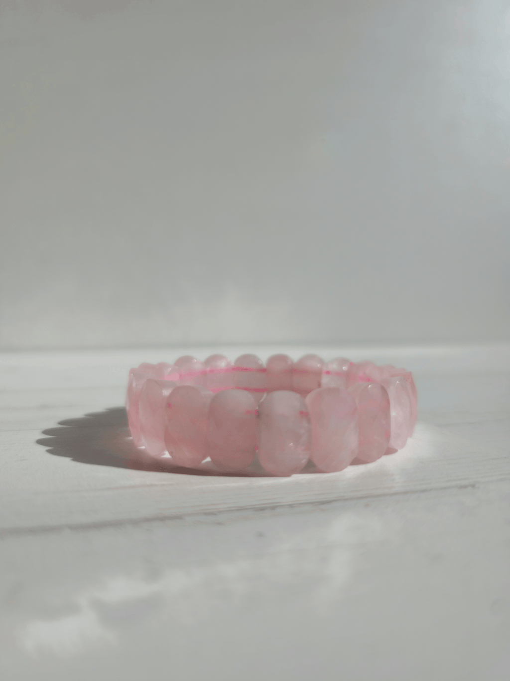 Pulsera de Cuarzo Rosa Óvalos Facetados | Amor propio, sanación emocional y armonía del corazón
