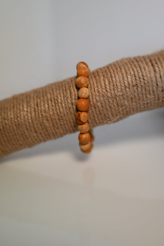 Pulsera de palo santo elástica con bolas de 10 mm