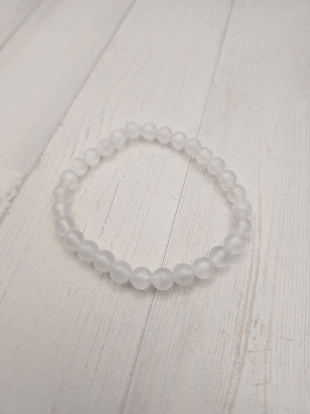 Pulsera de selenita bolas 6 mm | Pureza y elevación energética