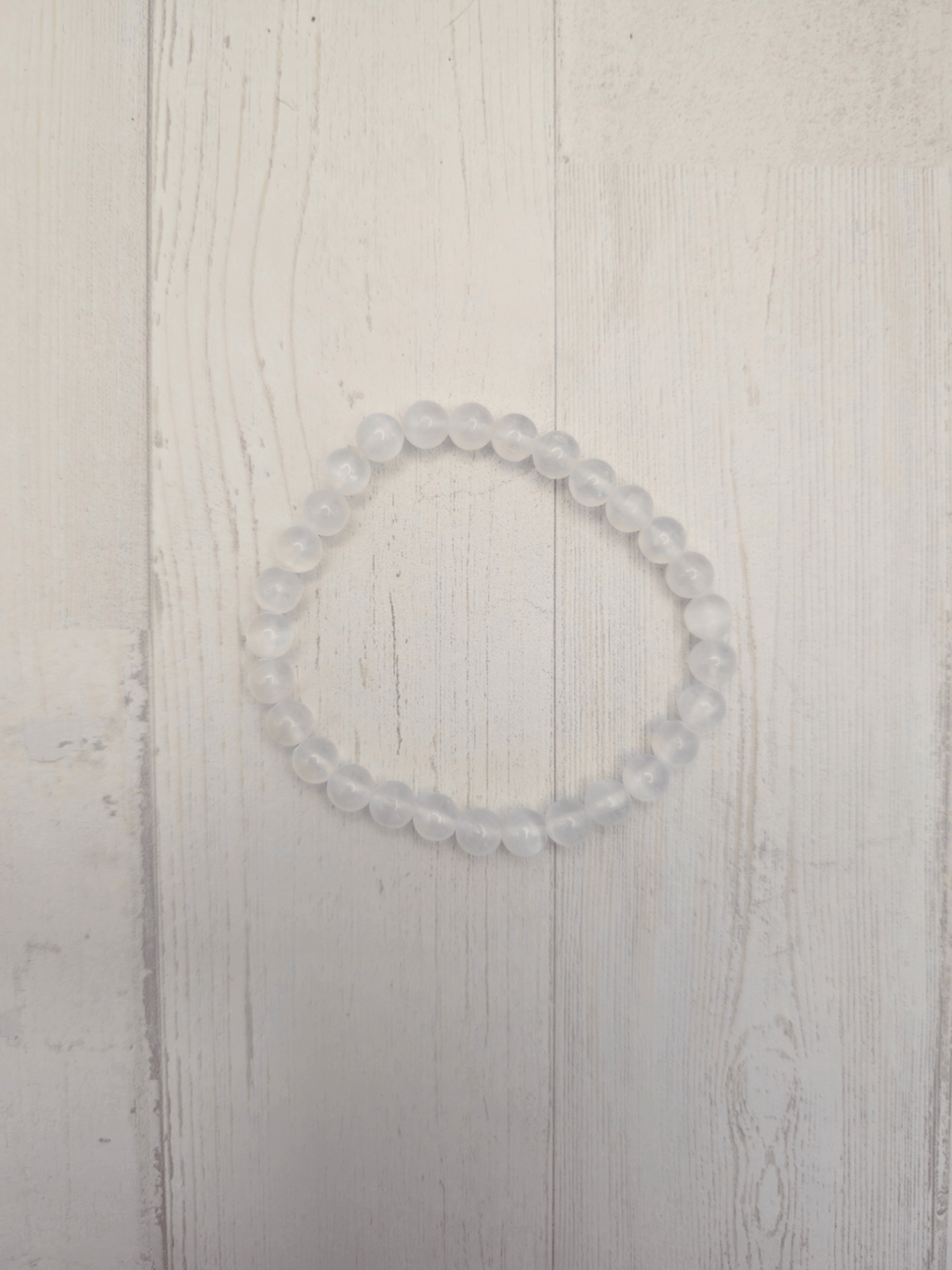 Pulsera de selenita bolas 6 mm | Pureza y elevación energética