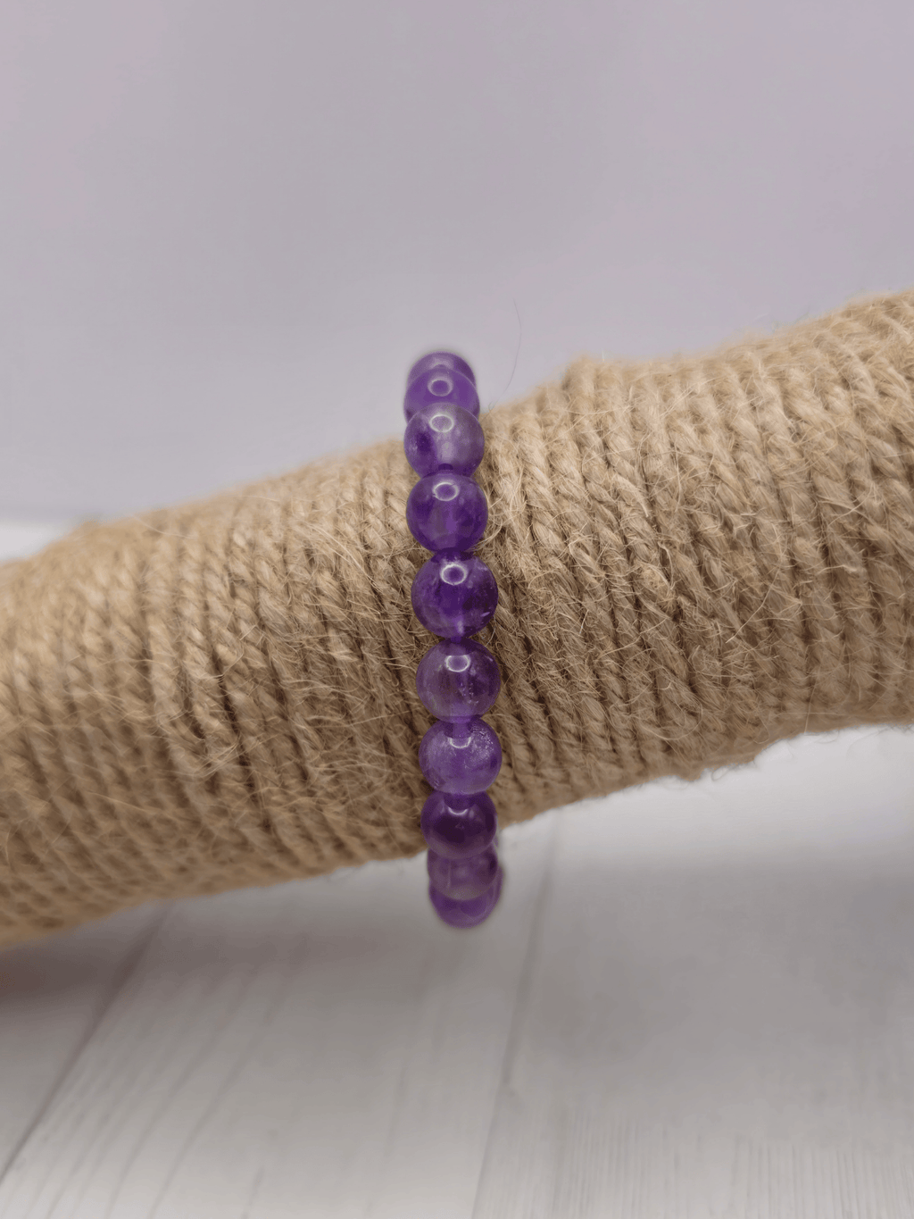 Pulsera de amatista extra con bolas redondas de 8mm, piedra espiritual para calmar la mente y potenciar la intuición