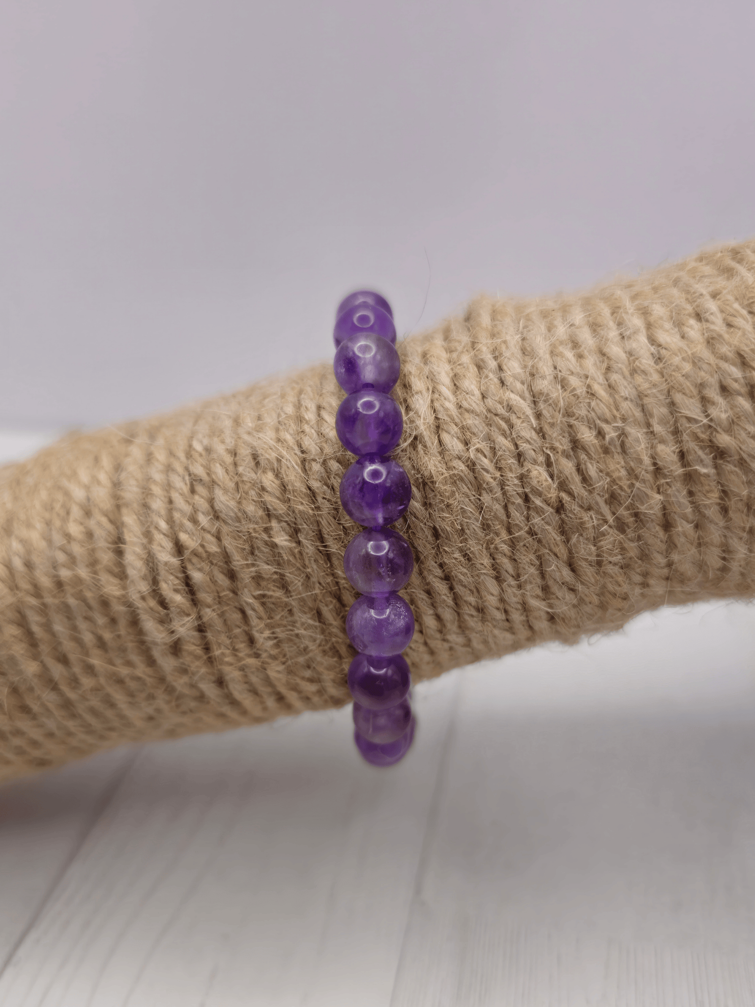 Pulsera de amatista extra con bolas redondas de 8mm, piedra espiritual para calmar la mente y potenciar la intuición