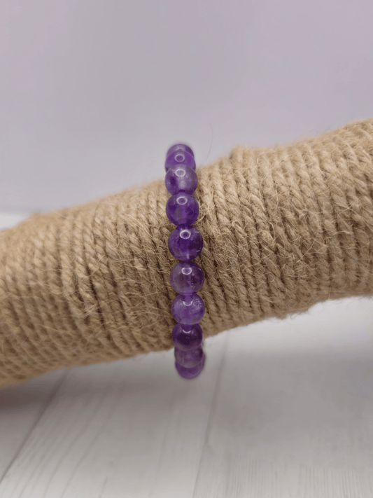 Pulsera de amatista extra con bolas redondas de 8mm, piedra espiritual para calmar la mente y potenciar la intuición
